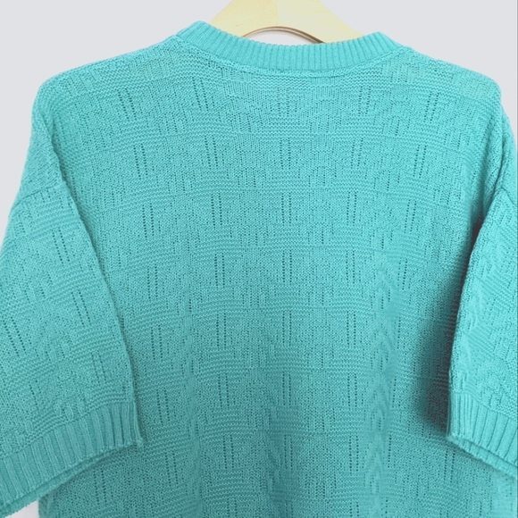 Vtg Green Short Sleeve Knit Sweater, Large. HP! - Picture 12 of 15